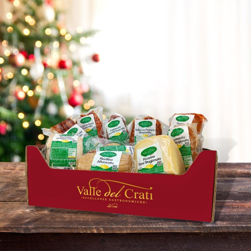 Cesta Regalo Natale “Salumi e Formaggi” con 10 Prodotti - Valle del Crati