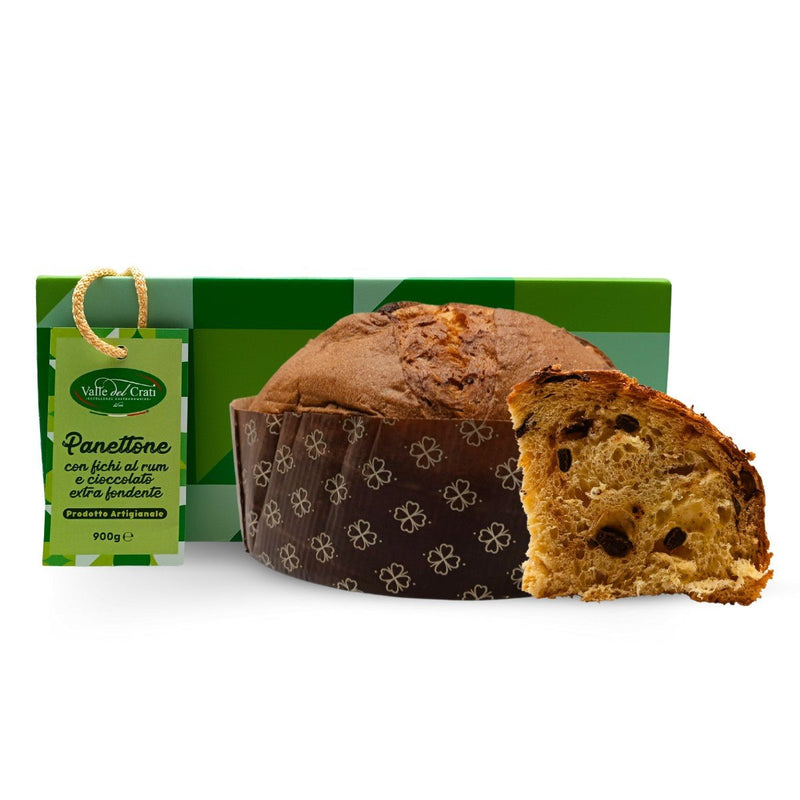 Panettone Artigianale Fichi al Rum e Cioccolato Fondente - 900 gr - Valle del Crati