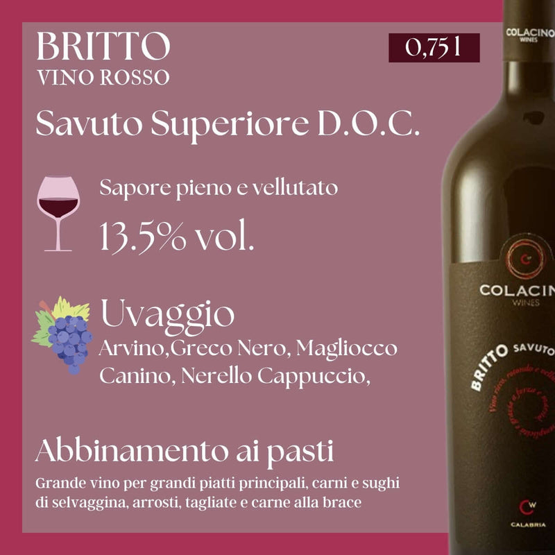 Vino Rosso Britto Savuto Classico Superiore D.O.C. - Valle del Crati